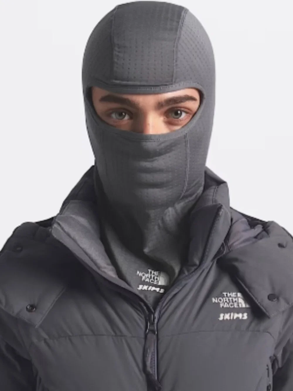 NEW Skims x The North Face TNF Dotknit Balaclava Face Mask Hat Gunmetal S/M NWT